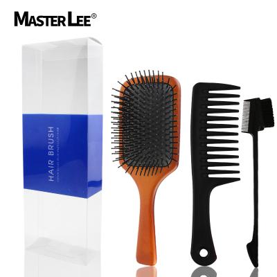 China Masterlee Nondisposable Custom Popular 3 in 1double eyebrow brush wide teeth comb massage brush for sale