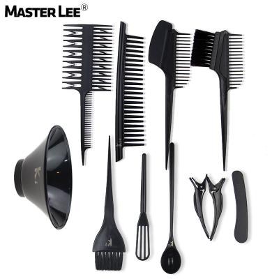 China Masterlee Nondisposable Hairdressing Brushes Roll Comb Salon Hair Color Dye Black Tint Tool Kit For 10 Pcs for sale