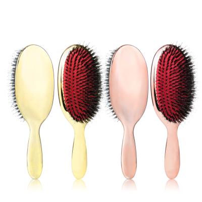 China Waterproof In Plating 3 Colors Boar Bristle Hair Brush Scalp Massager Brush Running Bling Bling Hair Comb for sale