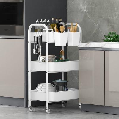 China 3 Tier Metal Rolling Cart Storage Durable Durable Decorative Racks And Holders for sale