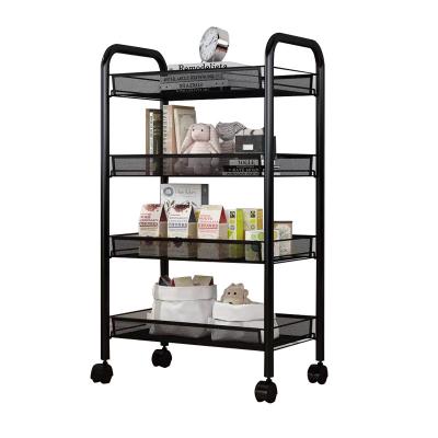 China Storage Rack Bathroom Shelf Service Kitchen Trolley Storage Rolling Sustainable Mobile Rolling Vegetable Cart for sale