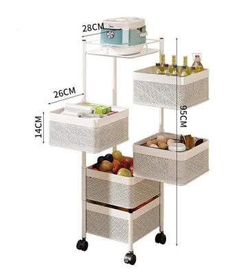 China Sustainable Multi-Scene Use Metal Mesh Fruit And Vegetable Basket Storage Cart With Wheels for sale