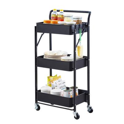 China 3 Tier Sustainable Universal Metal Rolling Cart Storage Racks And Holders for sale