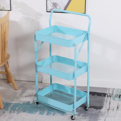 China Sustainable Mobile Storage Sensitive Appearance 3 Tier Metal Rolling Cart Storage Racks And Racks for sale