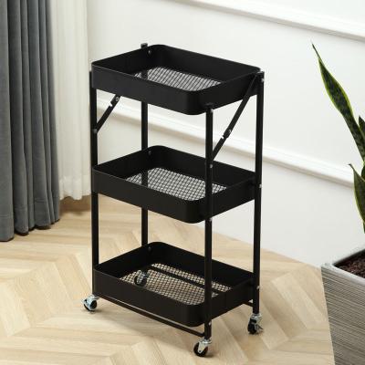 China 3 Tier Carbon Steel Storage Cart Sustainable Storage Racks And Racks for sale