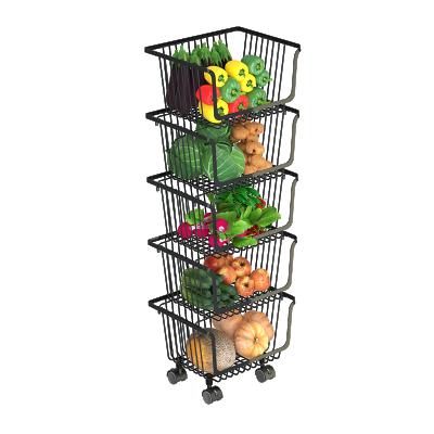 China Multifunctional Indoor Household Kitchen Rack Food Vegetable Storage Standing Rack Viable for sale