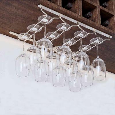 China Viable Under Cabinet Shelf Stainless Steel Wine Glass Holder Cup Storage Wine Glass Hanging Rack for sale