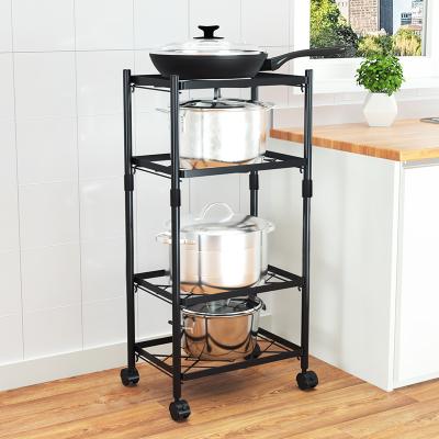 China Multifunctional Floor-to-Ceiling Viable Pot Holder Multi-Layer Rack Kitchen Storage Rack Kitchen Shelf for sale