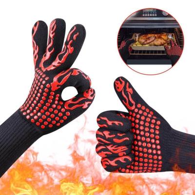 China Barbecue Gloves Fire Insulation Kitchen Logo Industrial High Temperature Barbecue Customized Safety Protection for sale