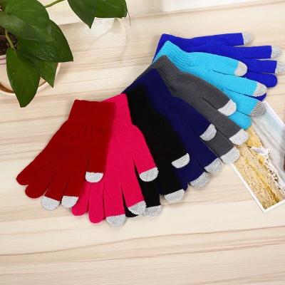 China Simply 2021 Custom Logo Acrylic Winter Fashion Touchscreen Gloves Touch Screen Gloves for sale