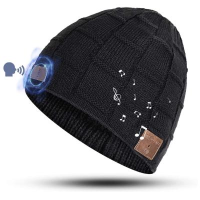 China COMMON Supply Custom Warm Music Intelligent Knit Logo Winter Women's Knitted Hat for sale