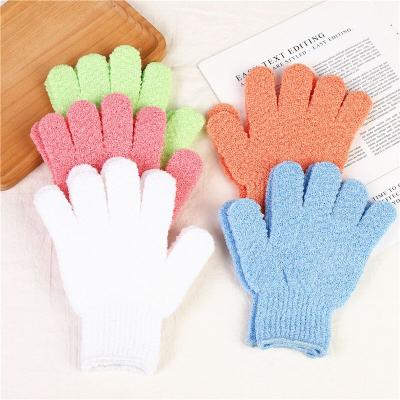 China All Natural Custom Five Fingers Body Exfoliator Gloves Bath Scrub Exfoliating Gloves for sale