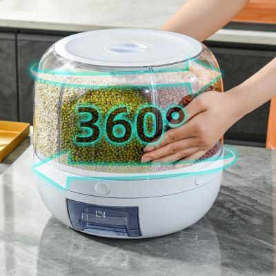 China 6 Grid Cereal Dispenser Cereal Storage Box Moisture-proof Revolving Rice Dispenser Dispenser Viable Kitchen for sale