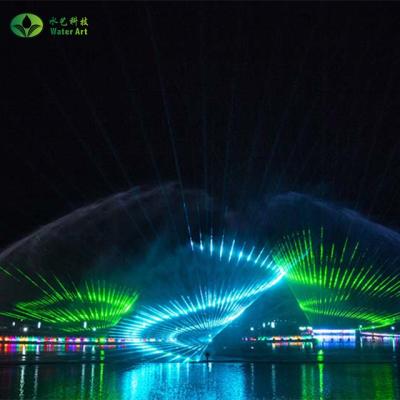 China Modern Large Water Fountain Design 3D Floating Laser Film Fountain Freestanding Outdoor Multicolor Screen Fountain for sale