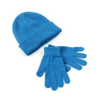 China Wholesale Premium Soft Quality Acrylic Warm Winter Beanie And Gloves Set for sale