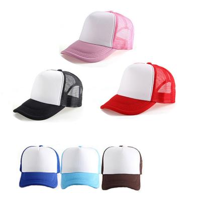 China 2020 100% COMMON Mens Fashion Custom Polyester 5 Panel Plain Mesh Trucker Baseball Hat for sale