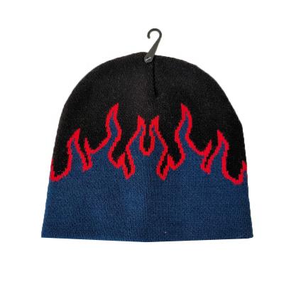 China JIBIL JOINT Flame Pattern Stripe Print In Solid Color Hat Kids Knitted Hat Wool/Acrylic Custom for sale