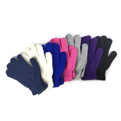 China Wholesale Cheap Unisex White Solid Color Winter Knit Magic Acrylic Gloves for sale