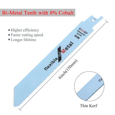 China 6 Inch Metal Cutting Reciprocating Saw Blade Set Bi-Metal Sawzall Blades For Metal Pipe Sheet Metal Rebar 18TPI for sale