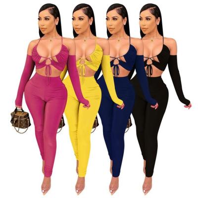 China Anti-pilling 2021 Sexy Trending Ladies Clothing 2 Piece Pants Set Women Two Piece Set for sale