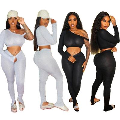 China Hot Selling Women's Clothing Anti-pilling Summer Women's Clothing Asymmetric 2-Piece Tracksuit Set Hot Solid Color One-Piece Team Two-piece for sale