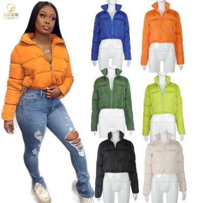 China 2021 Winter Sale Women's Hot QUICK DRY Fashion Crop Zipper Bomber Stripper Jacket Bubble Down Coat Winter Clothes For Women for sale