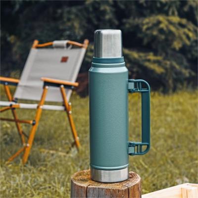 China American Style Large-Capacity Stainless Steel Vacuum Water Bottle Thermos 1 L with Handle for sale