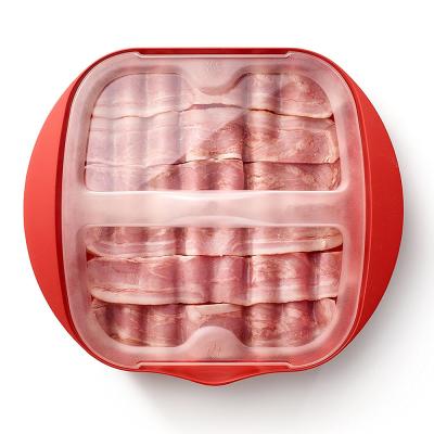 China 28*25*5cm Custom Food Grade PP Material Bacon Microwave Cooker With Lid Accepts Customized Logo for sale