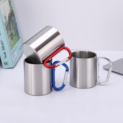 China 200ml / 300ml Camping and Travel Stainless Steel Double Wall Carabiner Mug with Handle for sale