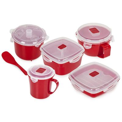 China 2023 Products 5 Pieces Microwave Steamer Sets in PP Material with Customized Color for sale