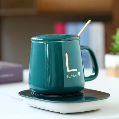 China USB Charging Ceramic Porcelain Mug with 55 Degree Temperature Control and HANDGRIP for sale