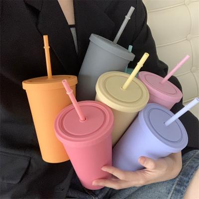 China Reusable Plastic AS PP Tumbler with Straw and Lid Custom Logo Water Cup for Iced Coffee Travel Mug for sale