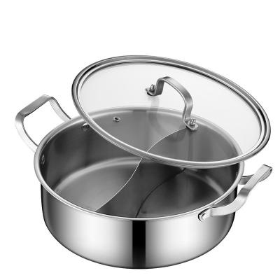 Chine Cuisinière à induction à 2 compartiments en acier inoxydable chinois 26 cm pots à chaud avec couvercle à vendre