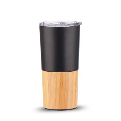 China Sustainable 20oz Half Bamboo Shell Vacuum Insulated Tumbler Travel Coffee Mug Capacity for sale