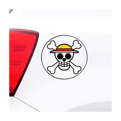 China Anime Car Decal Straw Hat Luffy Skull Car Window 3d Waterproof Sticker For Car for sale