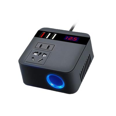 China Car Inverter 150W Peak DC12V/24V To 110V/220V LED Display Power Inverter Sockets With QC 3.0 USB Fast Charging Charger BK-KN01 for sale