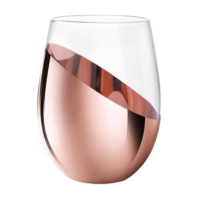 China 2021 New Factory Price Lead Free Modern Crystal Rose Gold Stemless Wine Tumbler Glasses Drinking Gass Cup Wholesale for sale