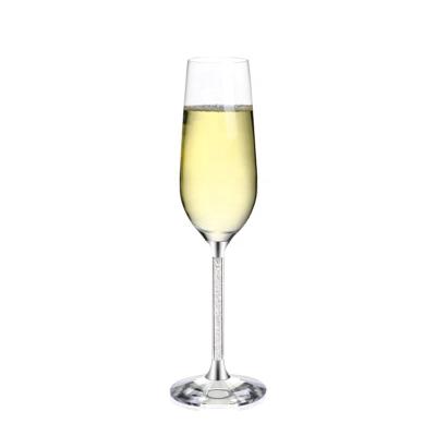 China 2021 Modern New Design Champagne Glasses Unique Luxury Custom Crystal Flute Wine Glass Handmade with White Diamond Stem for sale