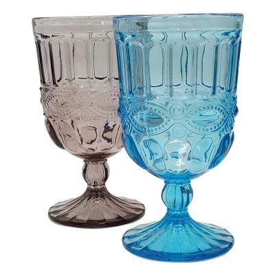 China Wholesale CLASSIC Good Quality Handcrafted Blue Pressed Glass Tumblers for sale