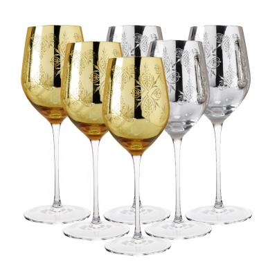 China CLASSIC 24k Gold Foil Plated Silver Reflective Premium Gold Wine Glass Gift Set for sale