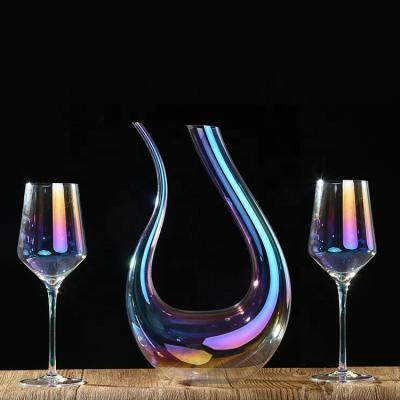 China Viable Luxury Crystal Rainbow Color Glass Wine Decanter Set On Sale for sale