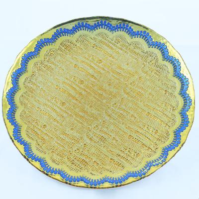 China Viable Handmade Circular Serving Glass Tray Plate For Home Decoration Artware for sale