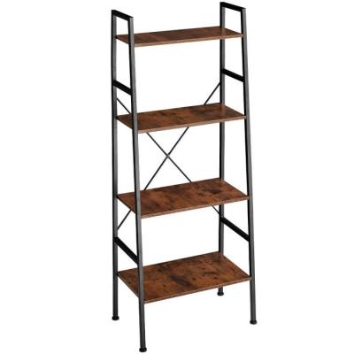 China Industrial Vintage 4 Tier Metal Frame Bookcase Shelves, Easy To Assemble, For Living Room Bedroom Kitchen Shelves for sale