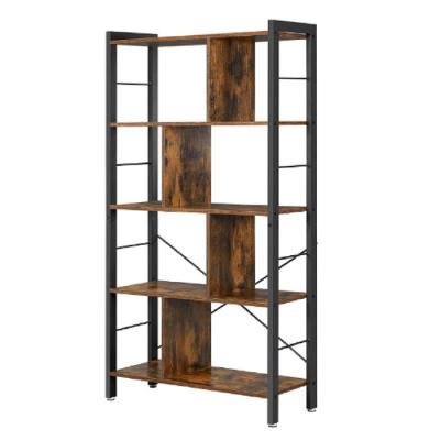 China Modern Design Furniture Wood Bookcase Shelves Industrial Decorative Cabinet And Black Metal Living Room Storage Rack for sale