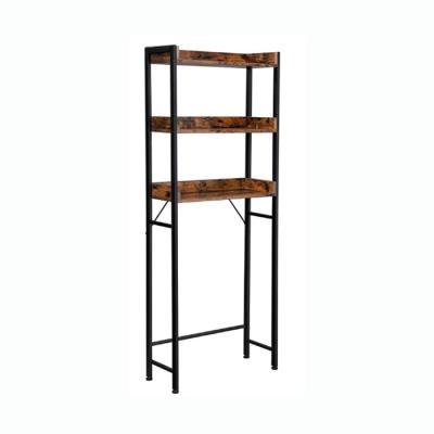 China Industrial New Arrival Rustproof Bathroom Rack Shelf With Rustic Wood For for sale