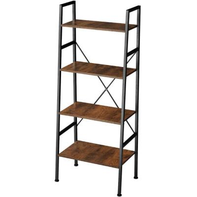 China 4 Tier Industrial Bookshelf Tall Bookcase Desk Shelf Storage Organizer, Modern Book Shelves for Living Room, Bedroom, and Home Office for sale