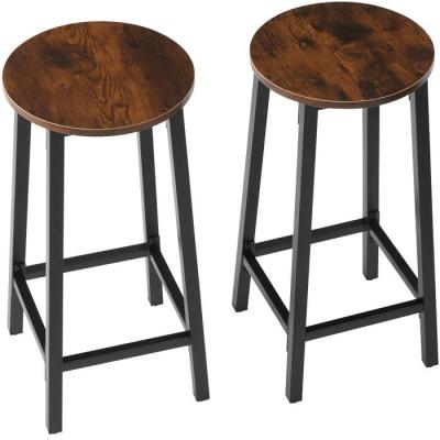 China Contemporary Bar Stools Set Of 2 Bar Chairs Kitchen Chairs With Round Sturdy Easy Assembly Height 65 cm Steel Frame Industrial Style Vintage for sale