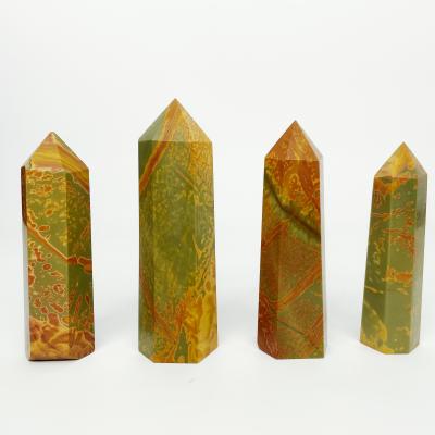 China Wholesale Splendid Colorful Jasper Point Healing Crystal Tower Magic Wand From Africa Natural Ocean For Decoration for sale