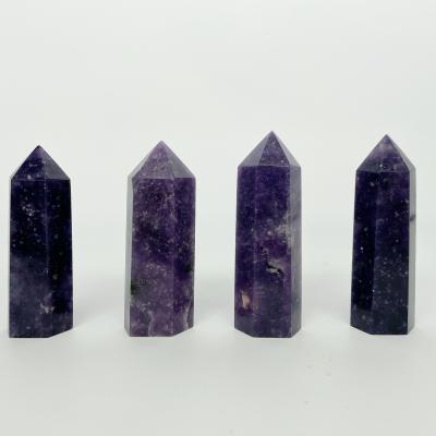 China Wholesale Dark Purple Mica Lepidolite Towers Point Crystal Magic Wand From Africa Natural Gemstone for sale