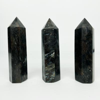 China Wholesale Africa Crystal Crafts Firework Stone Point Polished Astrophylite Tower Point Flash Firework Stone for sale